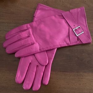 Elegant Pink Leather Gloves
